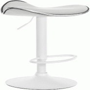 Décoshop26 - Tabouret de bar x1 assise ergonomique en PVC blanc pied en trompette en métal blanc 10_0005387 - blanc métal 3000252618746