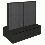 Gondole double face Vertigo T01 avec tiroir MDF noir et noir 125x74x125cm