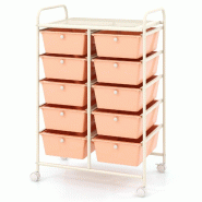 Helloshop26 - Chariot de rangement à roulettes 65,5 x 37 x 87 cm avec 10 tiroirs amovibles polyvalent moderne en métal blanc - blanc métal 30002266