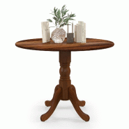 Helloshop26 - Table à manger ronde pour 4 personnes 100 x 73 cm surface lisse finition moderne en bois de caoutchouc brun 20_0014129 - Bois massif 30