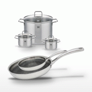 Lot de 3 Faitouts Elo Citrin et 2 Poêles Elo Relief Evolution - gris inox 3176239955606