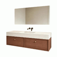 Meuble de Salle de Bain avec Vasque en Pierre Frittée, Meuble Sous-Vasque Suspendu et Miroir 120×55 cm【RW211BKK】 - 0784931050265