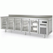 Meuble Gastro 700 GN 1/1 positif 2695mm 5 portes vitrées sans évier Coreco