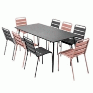 Oviala Business Ensemble table de jardin et 8 chaises en métal gris et rose poudré - rose acier 114615 Oviala Business Ensemble table de jardin et 8 chaises en métal gris et rose poudré - rose acier 114615