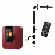 Poêle à granulés Etanche Slim Astral 9,4 kW Bordeaux Sannover + Kit d’installation - rouge GRPL26010094RSA_kitV