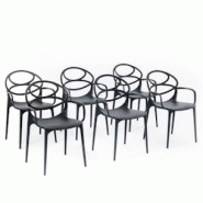 RATTATAN Set de 6 chaises en polypropylène avec fibre de verre, empilables pour extérieur et jardin, bar et restaurant, cuisine design moderne -Char RATTATAN Set de 6 chaises en polypropylène avec fibre de verre, empilables pour extérieur et jardin, bar et restaurant, cuisine design moderne -Char