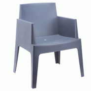 Siesta Fauteuil de terrasse restaurant Box gris empilable – polypropylène renforcé - plastique polypropylène BOXFAUTGR