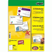 Sigel Etui de 800 cartes de visite imprimables, 85 x 55 mm, 250 g/m² (80 planches A4 bords lisses) - LP802