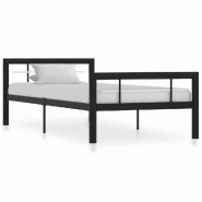 VidaXL Cadre de lit sans matelas noir et blanc métal 100x200 cm Modèle Uerlénis - 284551