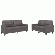 VidaXL Ensemble de canapés 2 pcs avec coussins Gris Similicuir Modèle Héritage Plus - 3201360