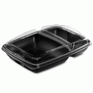 Barquette Deliverypack+couvercle 2 compartiment 900 ml 23,2x17,2x6 cm PP- par 30