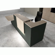 Comptoir d'accueil bi-colore avec PMR Delta et réhausse - Gauche, Noir, Non, 282, Acacia clair_0