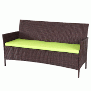 Décoshop26 - Banc de jardin 3 places 154 cm en polyrotin marron coussins vert 04_0001106 - marron 3000027332693