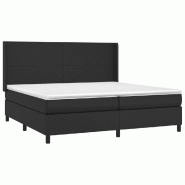 Décoshop26 - Cadre de lit LED avec sommier tête de lit matelas 200x200cm synthétique noir TDL0209137 - noir 3001676247765