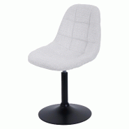 Décoshop26 - Chaise de salle à manger pivotante 360° en tissu chenille crème pied acier noir mat 04_0009895 - beige acier 3000267741828