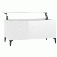 Décoshop26 - Table basse avec dessus relevable design moderne et contemporaine 90 x 44,5 x 45 cm bois d'ingénierie blanc brillant DEC038145 - blanc
