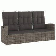Helloshop26 - Banc de jardin meuble de patio d'extérieur terrasse inclinable et coussins gris 173 x 62 x 95 cm résine tressée 02_0011738 - gris aci