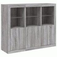 Helloshop26 - Buffet bahut commode armoire meuble de rangement organisateur cuisine salle de séjour salon avec lumières LED 3 pcs 02_0037231 - 30002 Helloshop26 - Buffet bahut commode armoire meuble de rangement organisateur cuisine salle de séjour salon avec lumières LED 3 pcs 02_0037231 - 30002
