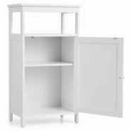 Helloshop26 - Meuble de rangement pour salle de bain 45 x 30 x 84 cm avec étagère réglable et porte en MDF blanc 20_0014895 - 3000228515161
