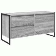 Helloshop26 - Meuble TV industriel contemporain 100 x 36 x 49 cm rangement pratique ambiance cosy en bois d'ingénierie gris sonoma 02_0054568 - gris