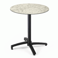Oviala Business Table de jardin ronde 60 cm inclinable aluminium et HPL marbre - beige aluminium 115807