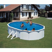 Piscine ovale acier 6,34m x 3,99m x h: 1,22m - filtration à sable - renfort apparents