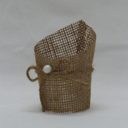 Pot en jute avec interieur PET cordelette et perle déco Ø8,5 H8 cm - par 12