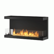 SOLOLED Cheminée au bioéthanol encastrable de design C1000 V.3 avec vitre ouverte sur 3 côtés brûleur de 2 litres - noir C1000V3