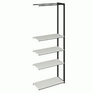 Suite structure Cage noir 88x40x240cm 4 tablettes blanc mat