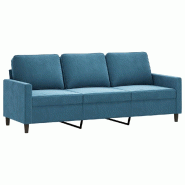 VidaXL Canapé à 3 places Bleu 180 cm Velours Modèle Lervelorix - Matériau naturel 359218
