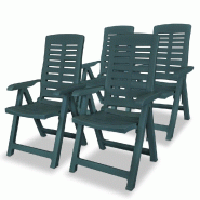 VidaXL Chaises Inclinables De Jardin Lot De 4 Plastique Vert - vert 275069