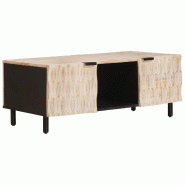VidaXL Table basse Blanc 100 x 54 x 40 cm Bois de mangue massif Modèle Sirius Minimal - 4017876