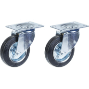 Roulette 100mm 4" à bandage caoutchouc, pivotante, forte capacité de 180kg, jeu de 2 Roulette 100mm 4" à bandage caoutchouc, pivotante, forte capacité de 180kg, jeu de 2