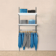 Élément de départ Global chrome 2 tablettes blanc + 1 penderie L90xH240cm