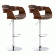 Décoshop26 - Lot de 2 tabourets de bar design scandinave en tissu marron et structure en bois couleur noyer 10_0004249 - marron 3000252008417 Décoshop26 - Lot de 2 tabourets de bar design scandinave en tissu marron et structure en bois couleur noyer 10_0004249 - marron 3000252008417
