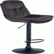 Décoshop26 - Tabouret chaise haute x1 pour cuisine et bar à assise moelleuse en velours noir cadre en métal noir 10_0005694 - noir métal 3000265161567