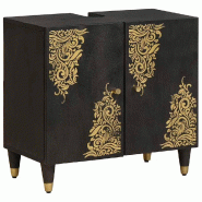 Helloshop26 - Armoire d'évier moderne compacte rangement salle de bain 62 x 33 x 58 cm en bois de manguier noir 02_0057896 - noir 3000240283239