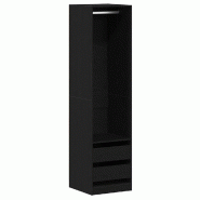 Helloshop26 - Armoire moderne rangement autonome avec 2 tiroirs 50 x 50 x 200 cm en bois d'ingénierie chêne noir 02_0055893 - noir Bois manufacturé