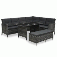 Helloshop26 - Salon de jardin meuble d'extérieur ensemble de mobilier 3 pièces avec coussins résine tressée gris 02_0015998 - gris verre 3000151581530