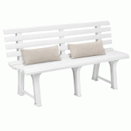 KZ GARDEN Banc de Jardin avec Dossier 145x49xH74cm - Banc Exterieur Blanc Polypropylène Résitant UV, Terrasse, Jardin Orchidea - blanc EPP (Polyprop