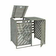 Mendler XL Habillage de poubelle 2x/4x HWC-J44, Box pour poubelles, extensible 121x133x98cm bois MVG-certifié ~ gris - gris Bois massif 80543+80547