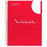 MIQUELRIUS Lot de 5 Cahier Emotions A4, 160p./80 feuilles 90 g/m², reliure intégrale, couverture laminée coloris rouge, ligné - 8422593488225