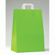 Sac kraft vert anis - poignées plates - 32x17x44cm - par 50