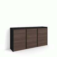 SKRAUT HOME Buffet salon et cuisine, 156x80x35 cm, 3 Portes, Meuble chaussure, Chêne foncé et Noir - marron Bois manufacturé 648_1