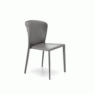 Stones Break Chaise Simili Cuir Gris 4 Pcs - argenté 8033959254974