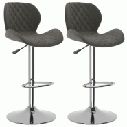 Tabourets de bar lot de 2 gris foncé velours Modèle Aero Panorama Évasion - 334912