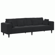 VidaXL Canapé avec coussin Noir 250 x 77 x 76 cm Velours Modèle Vega Executive Industriel - Matériau naturel 3335158