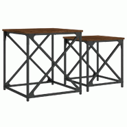 VidaXL Tables basses gigognes 2 pcs chêne marron bois d'ingénierie Modèle Lofty Concept - 838947