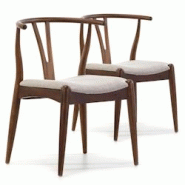 VS Venta-stock Pack 2 chaises Rustic, Couleur Noyer, Bois Massif, 55 cm x 54,5 cm x 76 cm - marron Bois massif I20048