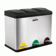 WellHome - Poubelle de Recyclage Écologique 45 litres à 3 compartiments (3x15L) de couleur Argentée - 58,5x40x46cm - argenté aluminium WH0100